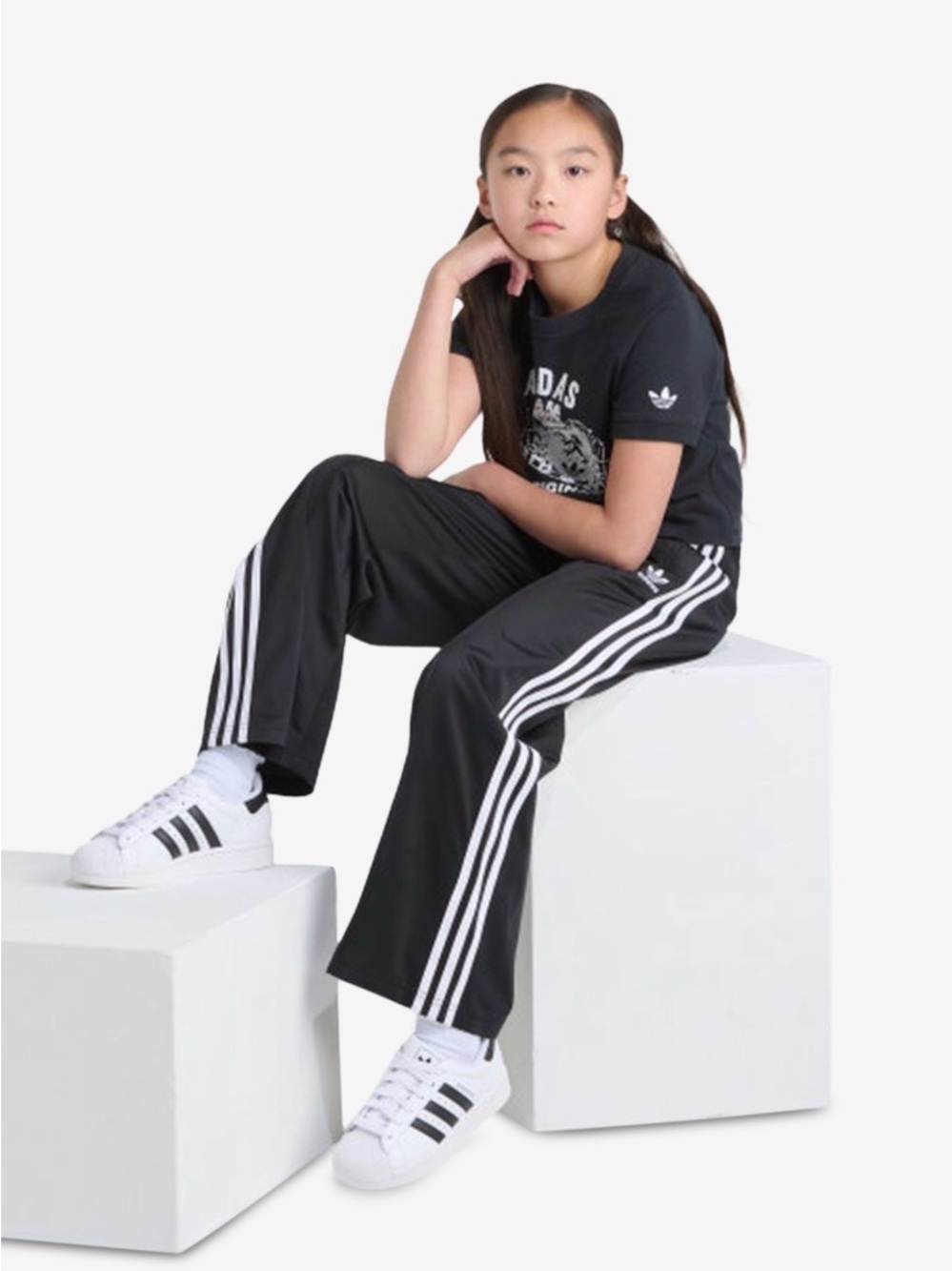 adidas Black Kids Joggers with White 3-Stripes